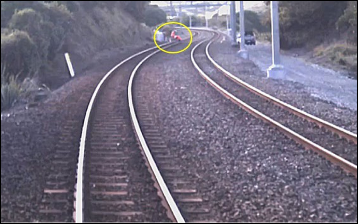 Figure 10: Train forward-facing video footage of track workers on track