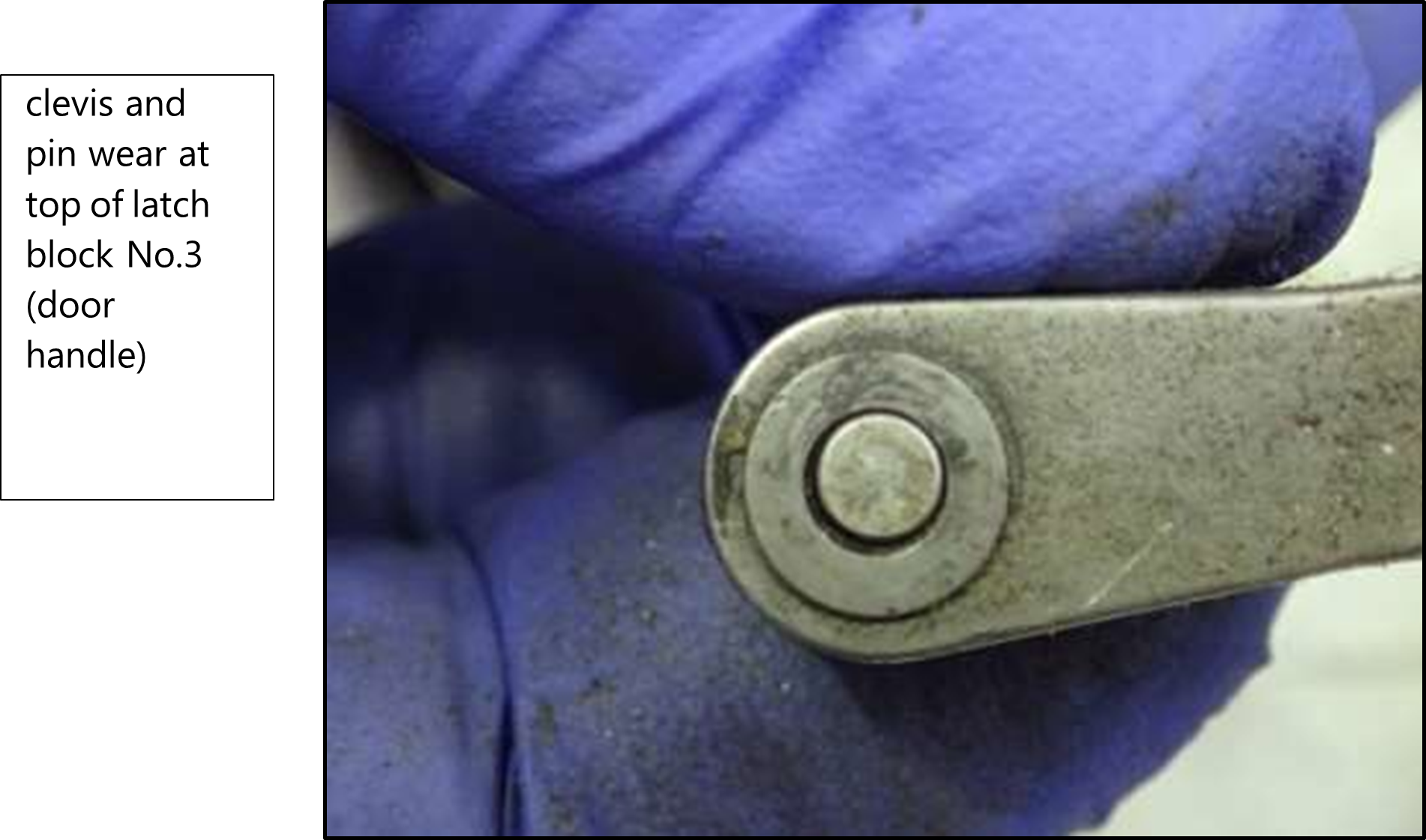 Clevis and pin wear at top of latch block