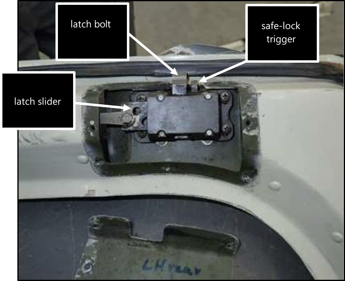 Figure 12: Latch block No.1 from left-hand rear door (cover removed)