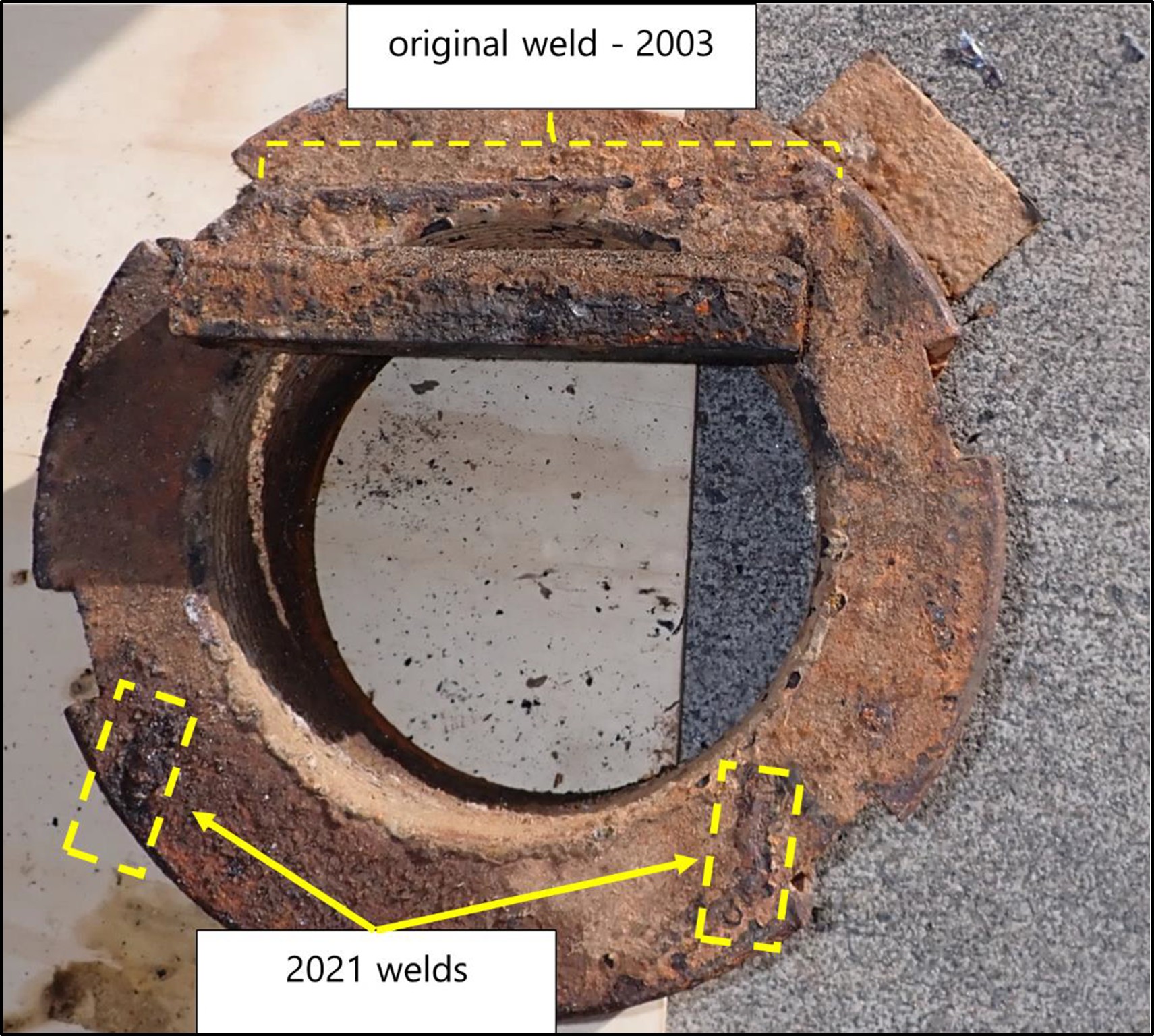 Comparison of welds for locking piece