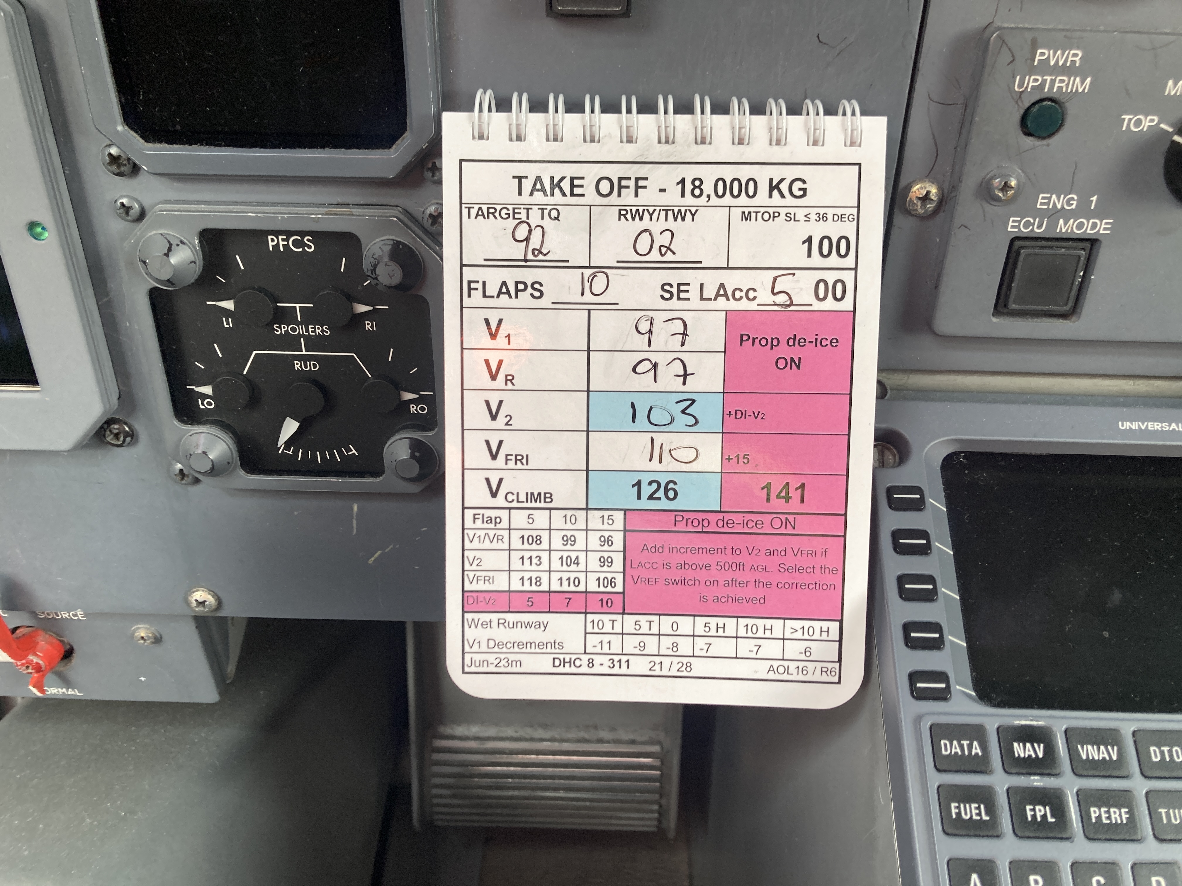 Figure&nbsp;3:&nbsp;Take-off&nbsp;performance&nbsp;card (photographed&nbsp;after&nbsp;the&nbsp;occurrence)