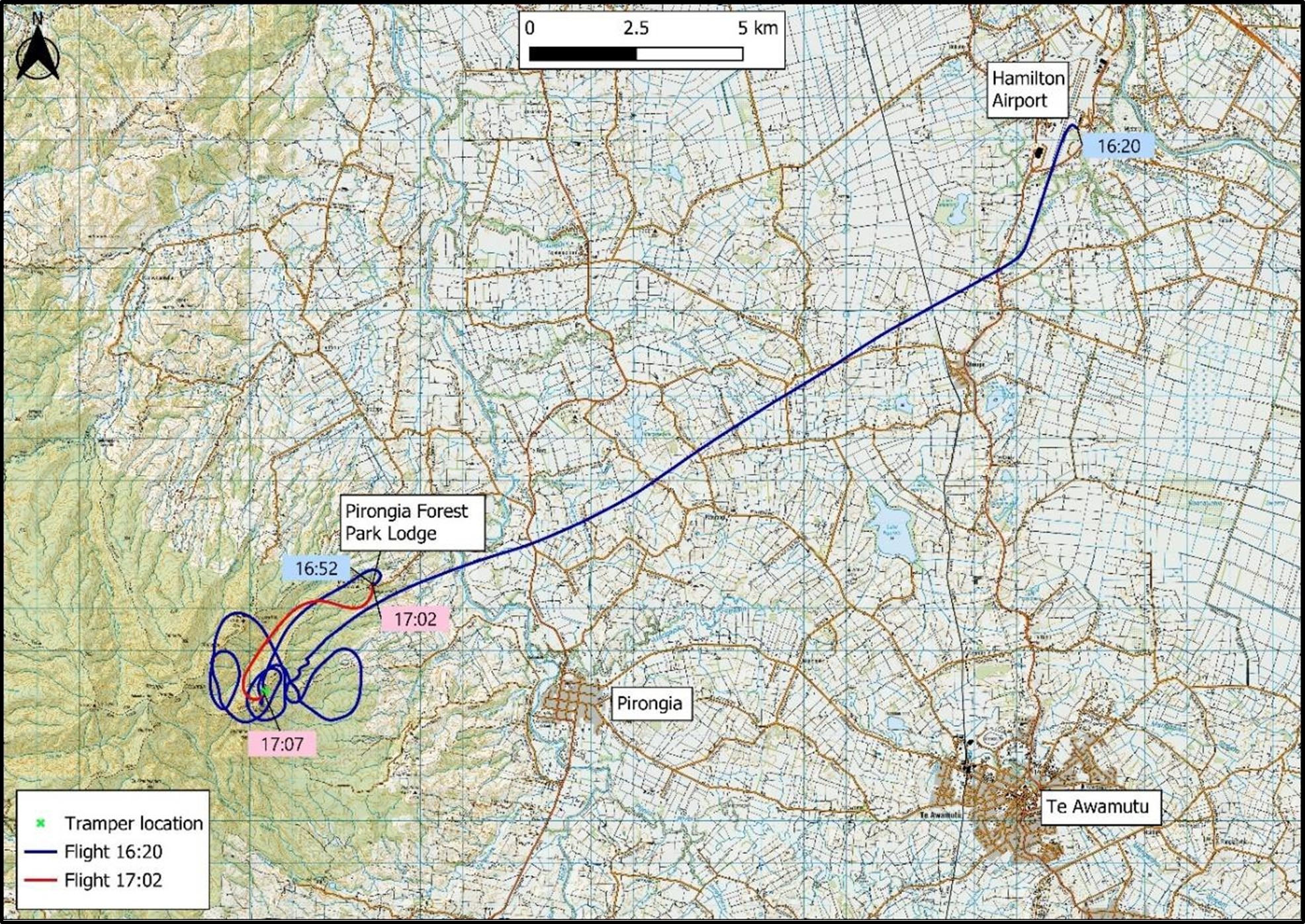 Figure 3: Helicopter flight track (Credit: Land Information New Zealand | Toitū Te Whenua)