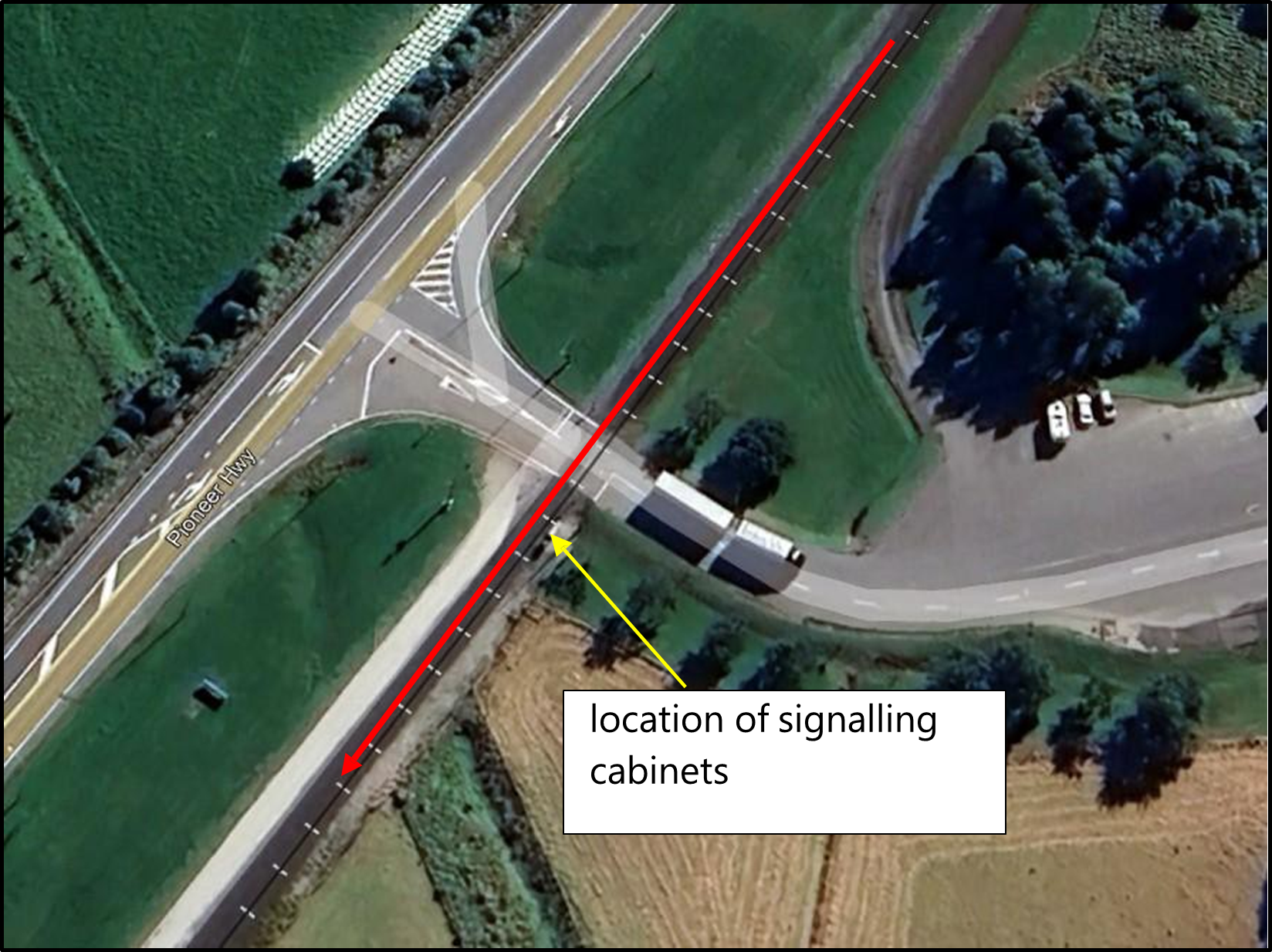 Aerial view of the crossing