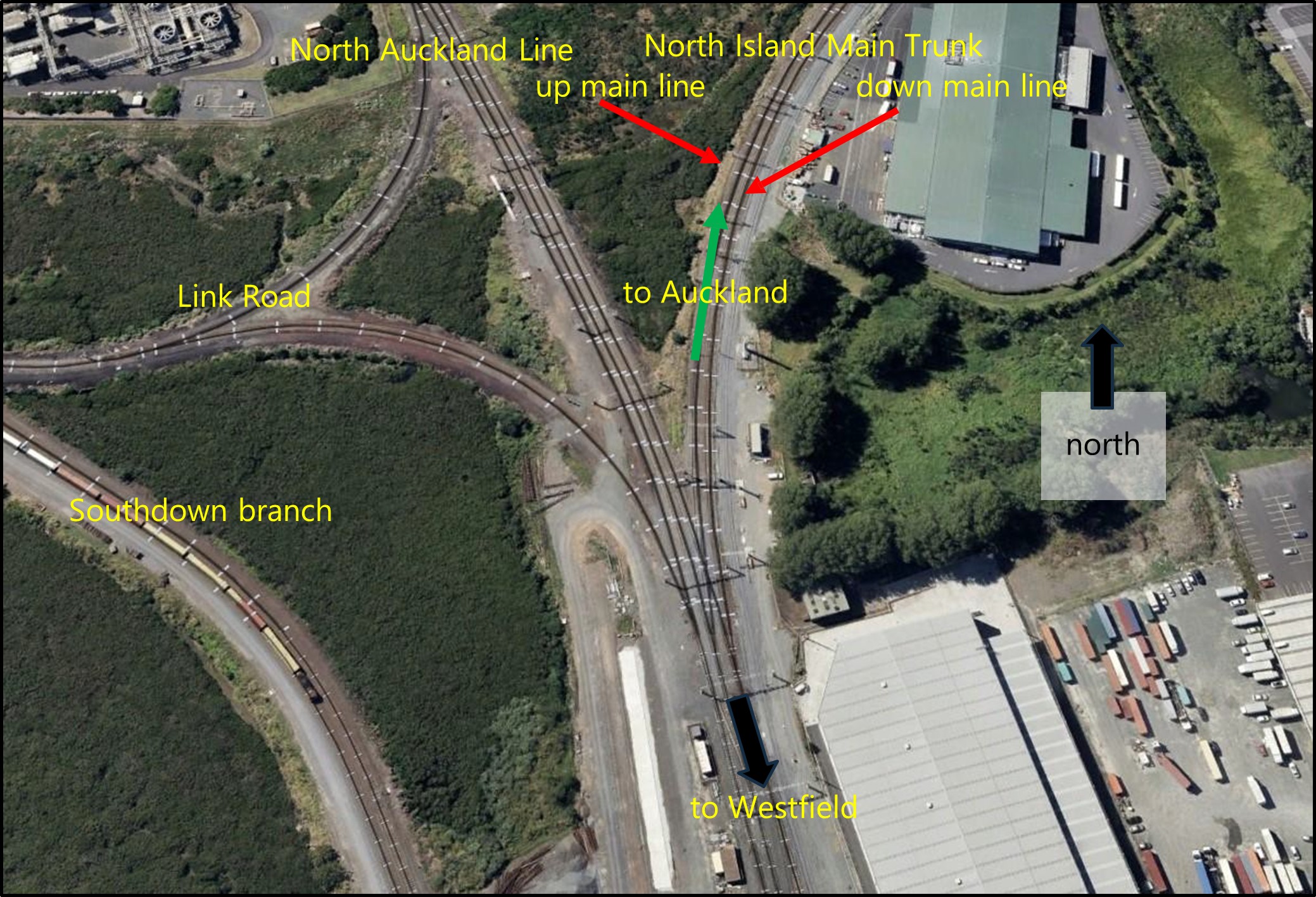 Train lines north of Westfield