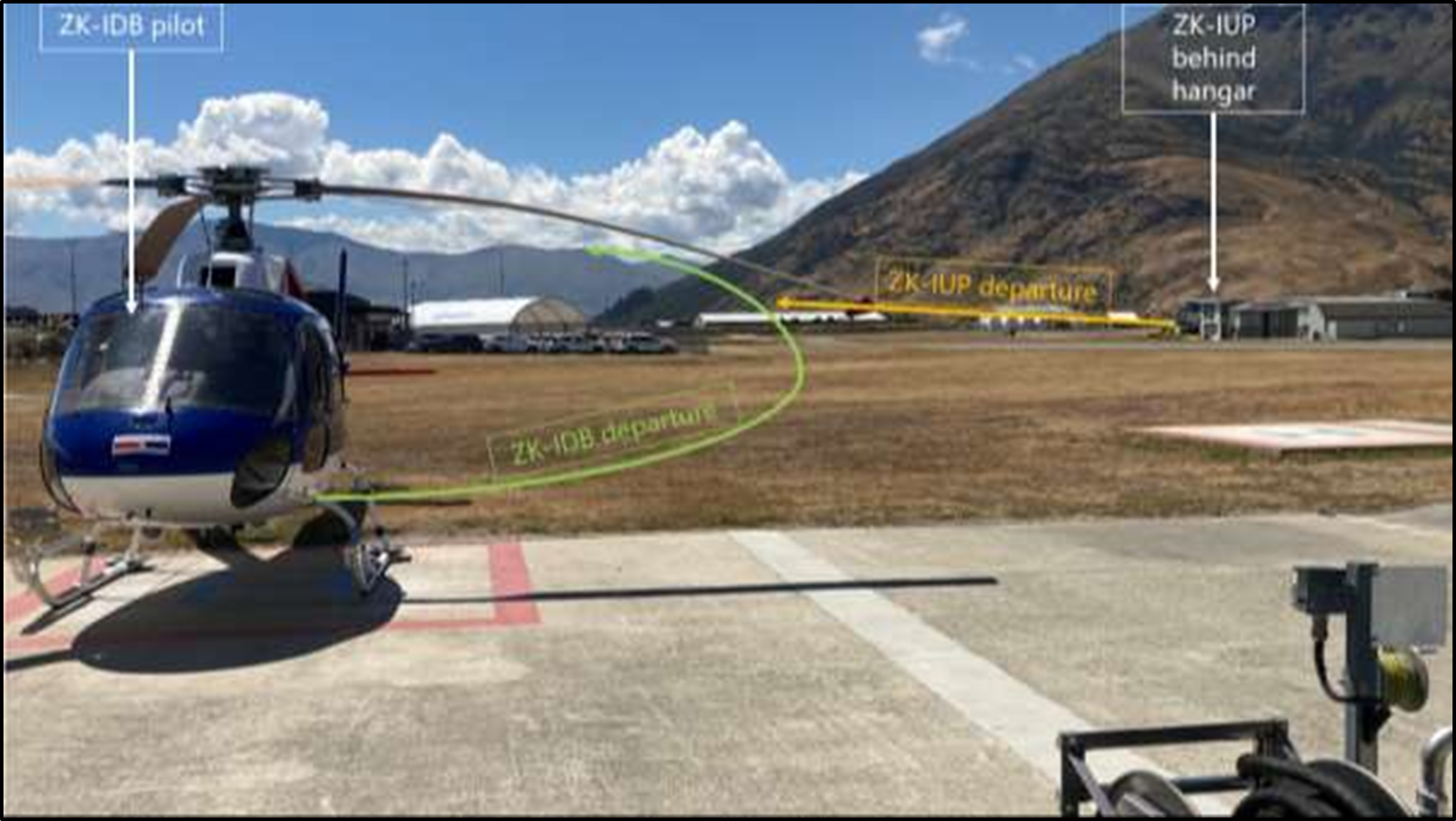 Figure 7: View from ZK-IDB helipad towards the ZK-IUP helipad