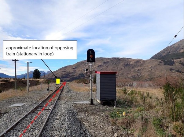 Photo showing approximate location of opposing train at Cora Lynn