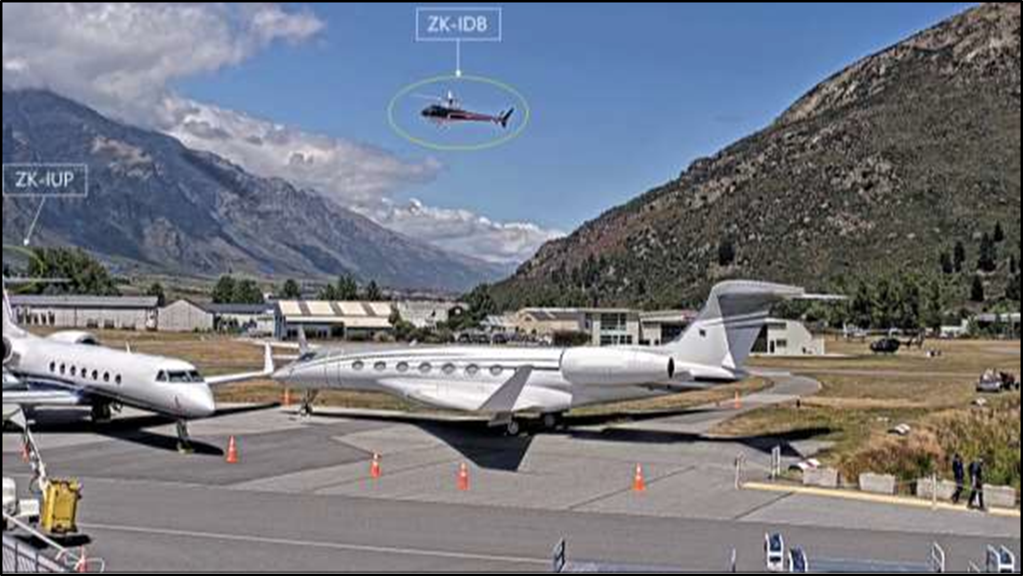 Figure 8: CCTV footage from apron towards ZK-IUP helipad and hangar (Credit: Queenstown Airport Corporation)