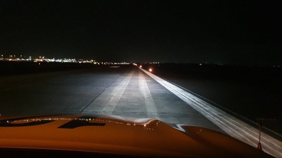 Figure 9: Tyre marks on runway 05R showing direction of aeroplane (Credit: Auckland International Airport Limited)