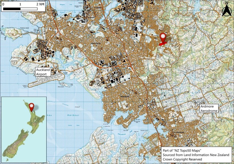Figure 2: Location of incident (Source: Land Information New Zealand Toitū te Whenua)