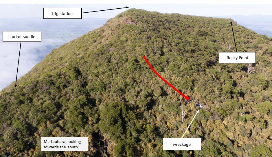 Glider impact path (looking south)