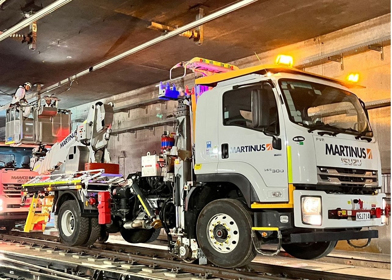 A boom basket hi-rail vehicle. File photo, not actual incident.