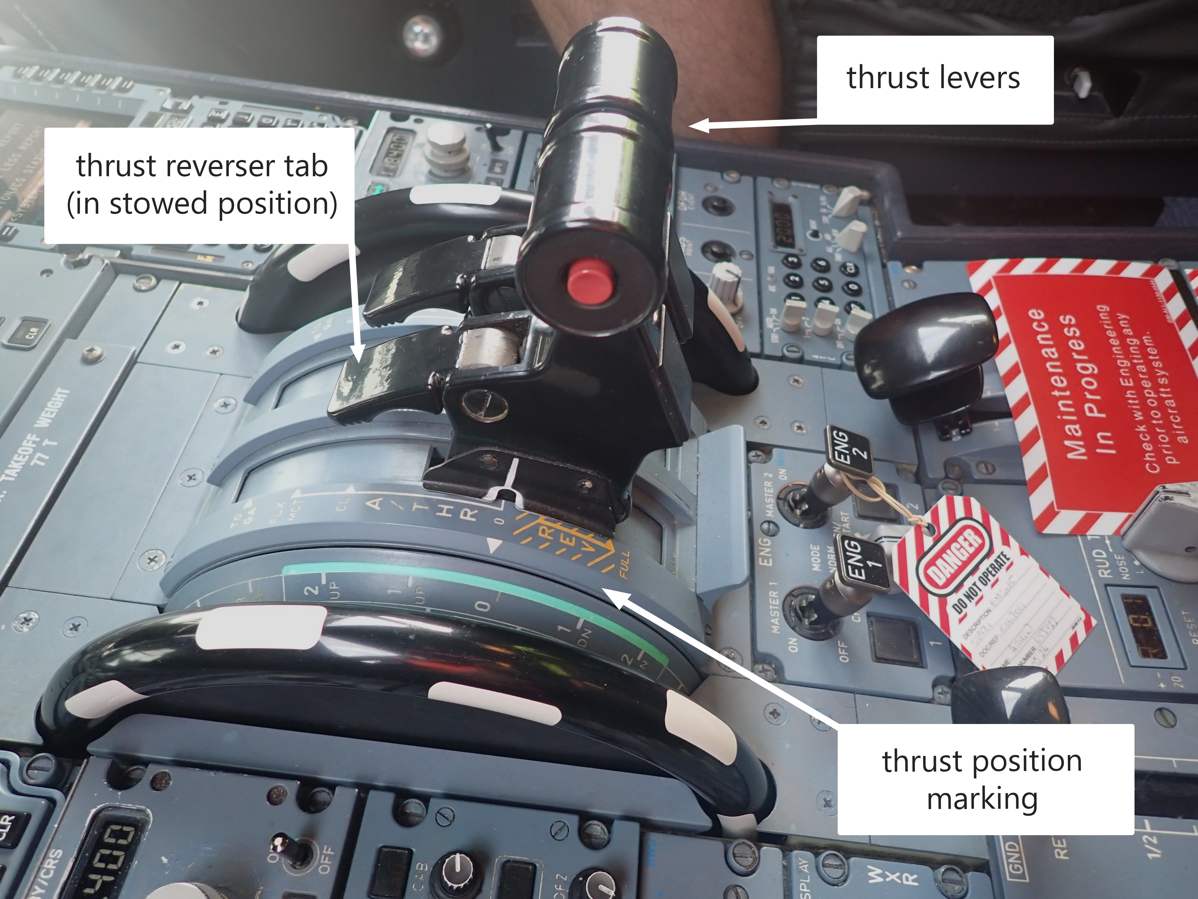 Thrust levers in FWD IDLE