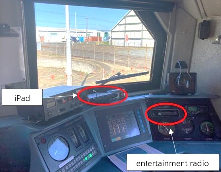 iPad and entertainment radio positions in the cab