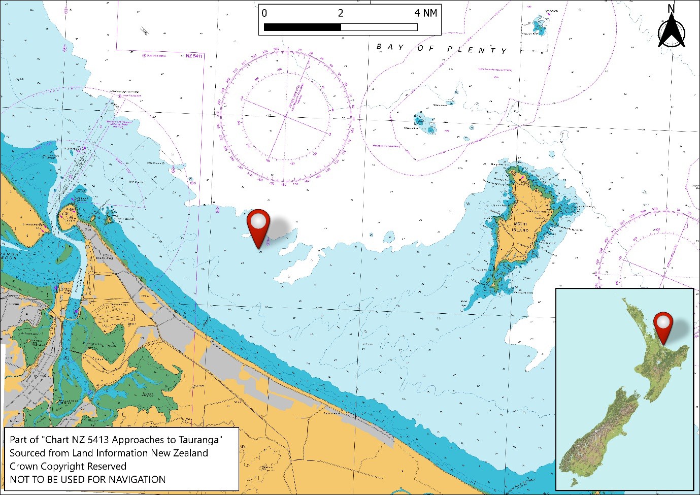 A map of the ocean - Location of accident