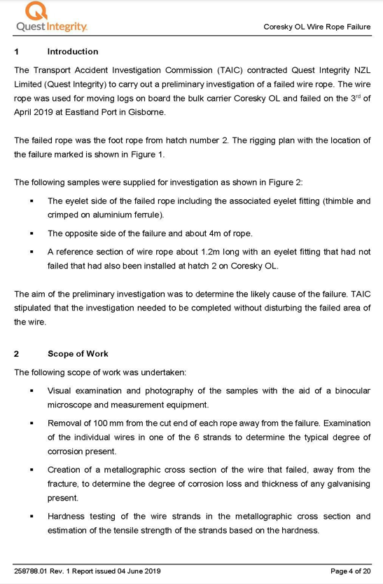 Quest&nbsp;Integrity&nbsp;visual&nbsp;and metallographic&nbsp;examination