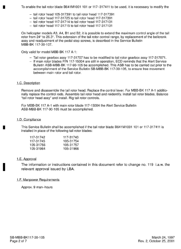 Eurocopter Service Bulletin SB-MBB-BK 117-30-105