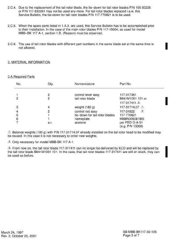 Eurocopter Service Bulletin SB-MBB-BK 117-30-105