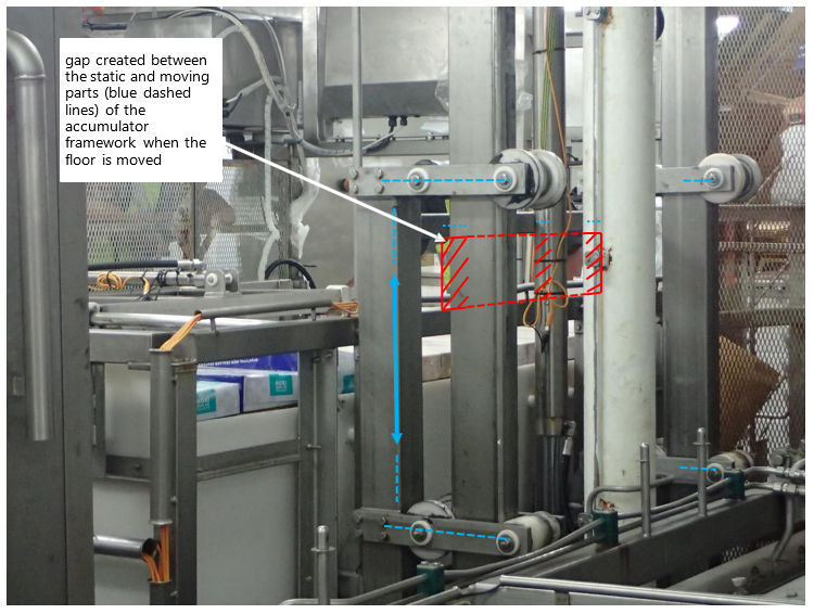 View of the accumulator showing the area where the freezerman was entrapped