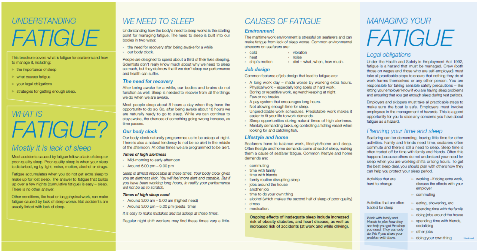 Understanding Fatigue brochure