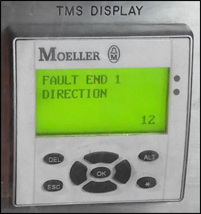 TMS display panel during simulation