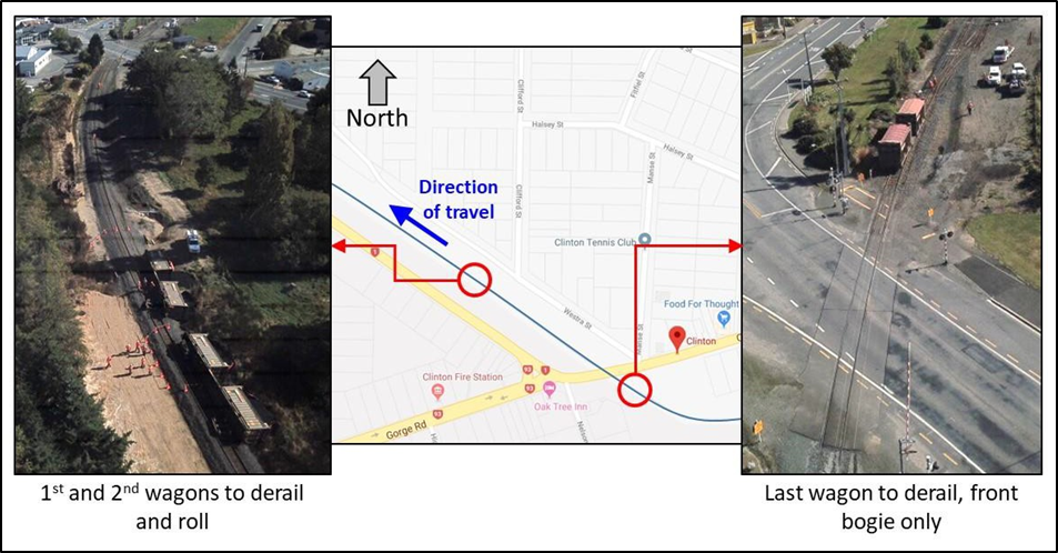 Location of derailed wagons at Clinton