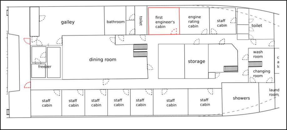 Plan showing first engineer’s cabin
