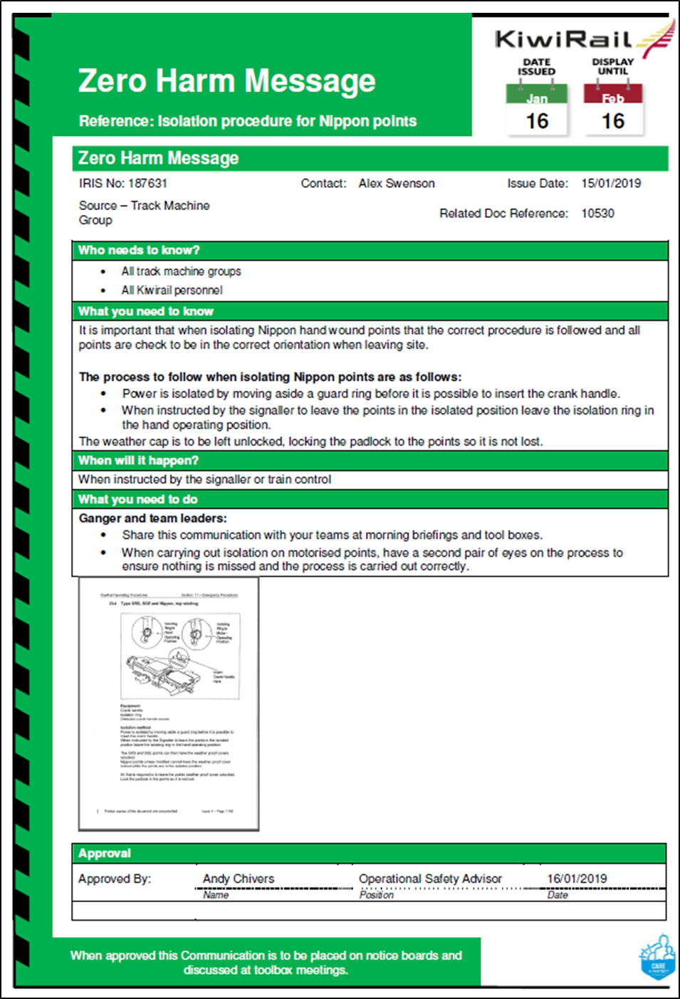 KiwiRail Toolbox Talk 16 January 2019