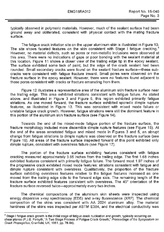 NTSB Materials Laboratory report