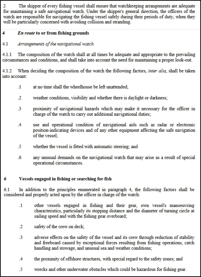 Extract from Chapter IV of the Annex to STCW-F
