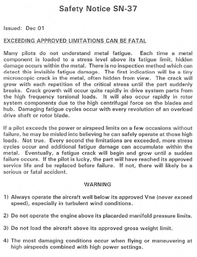  Robinson Helicopter Company Safety Notice SN-37