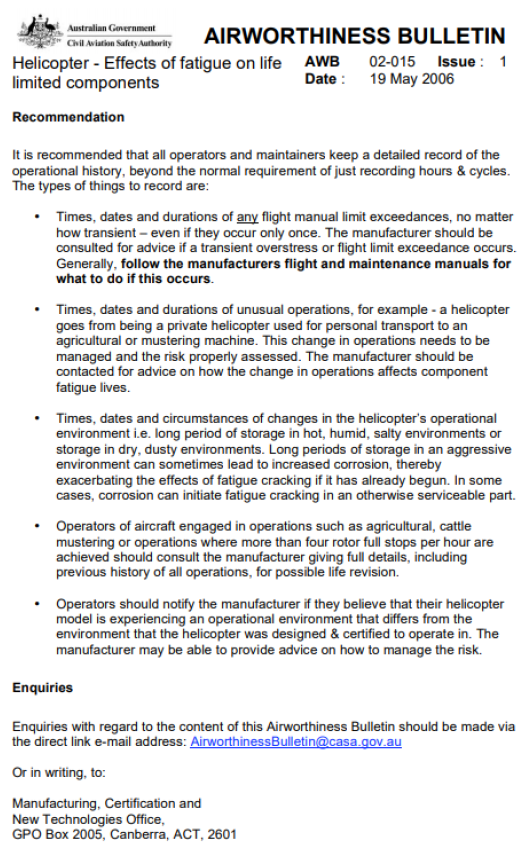 Civil Aviation Safety Authority AWB 02-015