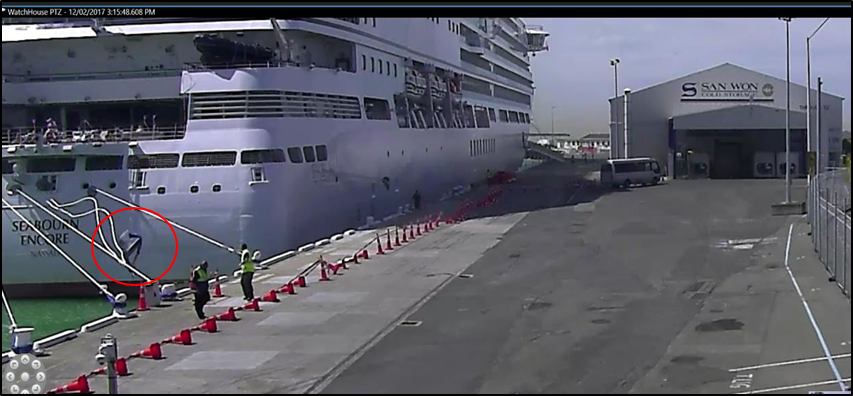 Failure of bollard 26 with two mooring lines attached