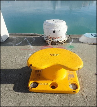 Newly installed steel bollard