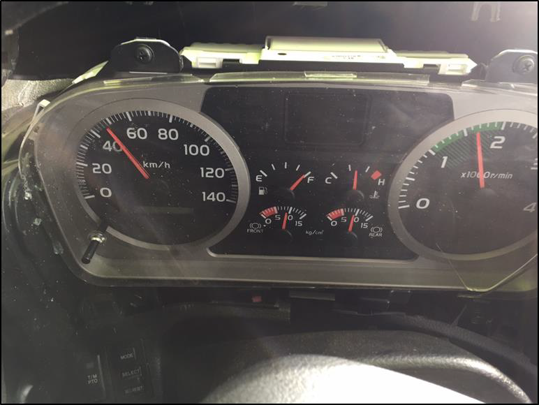 The truck instrument panel after the collision