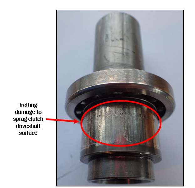 Sprag clutch internal damage