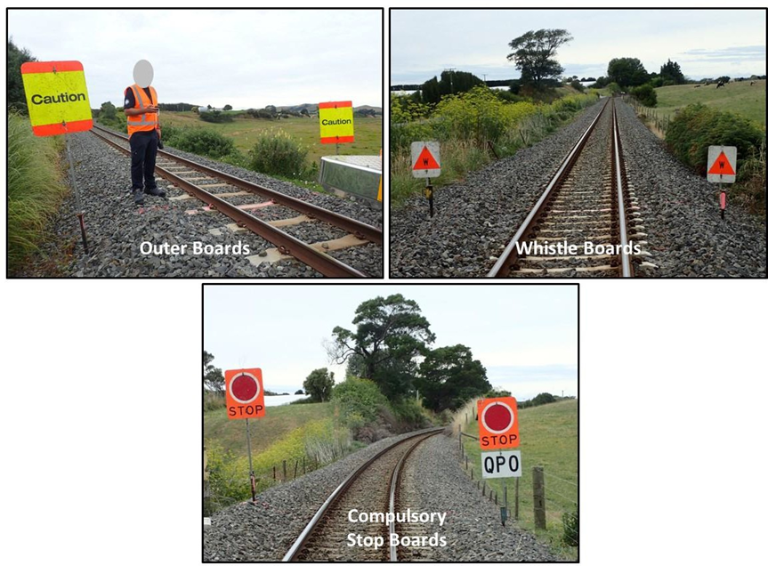 The warning boards and compulsory stop boards for the worksite