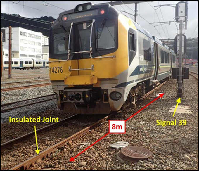 Photograph showing position of the rear of the train in relation to Signal 39