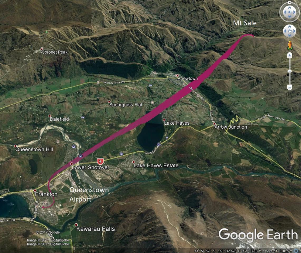 Flight&nbsp;track&nbsp;to&nbsp;Mount&nbsp;Sale&nbsp;from&nbsp;Queenstown&nbsp;