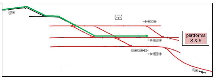 Alternative route available towards platforms 8 and 9