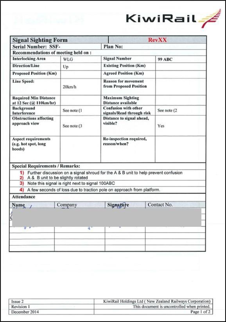 Signal Sighting Committee review notes for signal 99