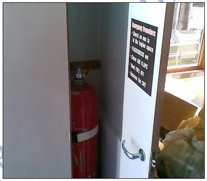 CO2 locker showing the CO2 bottle and its instructions for use