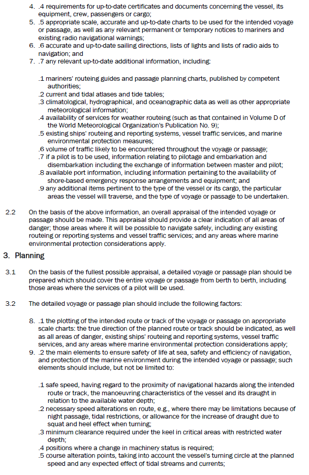 SOLAS Chapter V, Regulation 34 Safe Navigation and Resolution A 893(21) Annex