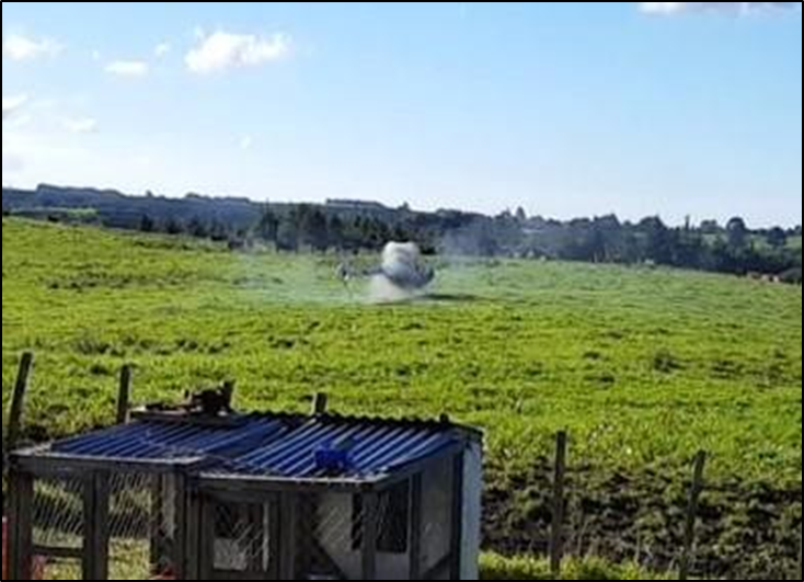 Heavy smoke around the top of the helicopter (courtesy of the witness)