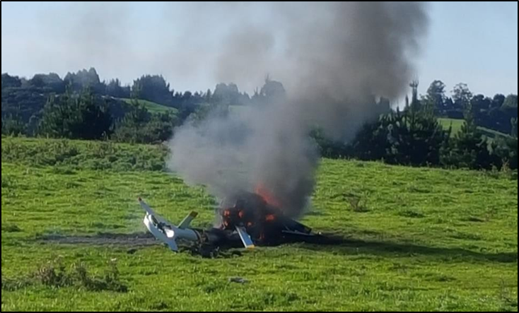 Helicopter engulfed by fire (courtesy of the witness)
