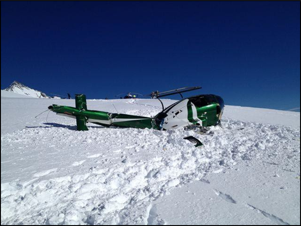 The accident scene, with ZK-IMJ in the foreground and ZK-HAE in the background