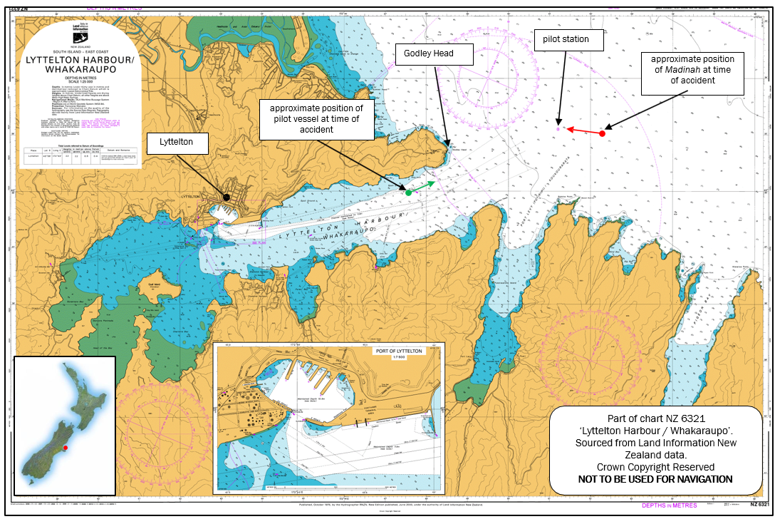 Chart showing the general area of the accident