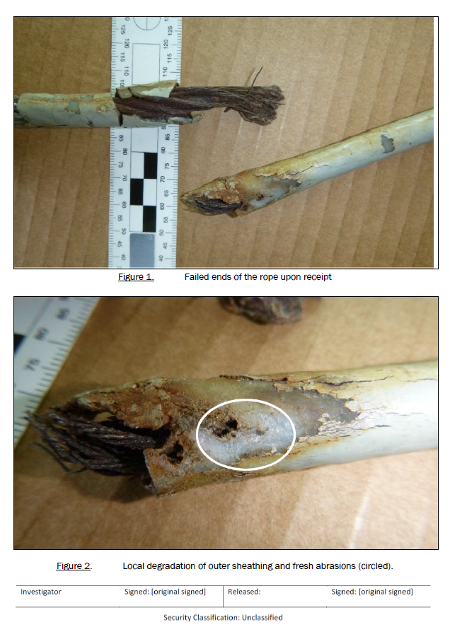 Report on status of failed wire