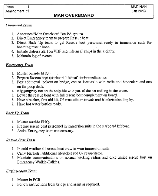 Madinah, man-overboard procedure
