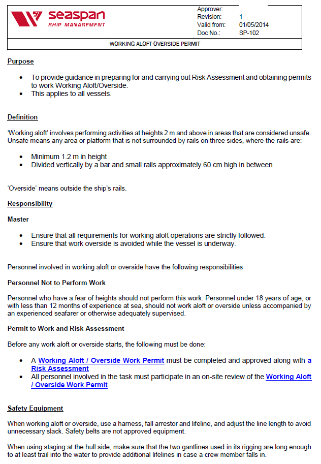 Madinah, working aloft – overside permit