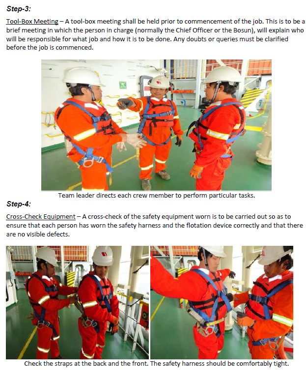 Madinah, procedure for safe rigging of accommodation ladders/accommodation ladders